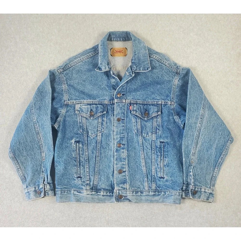 Vintage Levi's 70507 Acid Wash Denim Trucker Jacket Mens Size Medium Made in USA